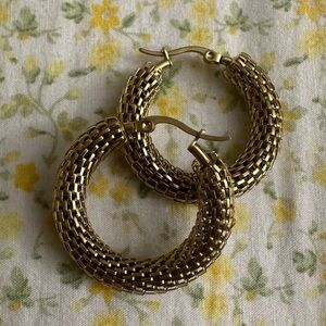 Chic Woven Gold Hoop Earrings